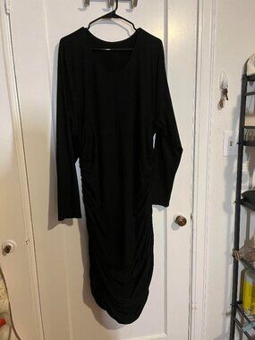 Free Label plus size black long sleeve Jules Dress rouched detail